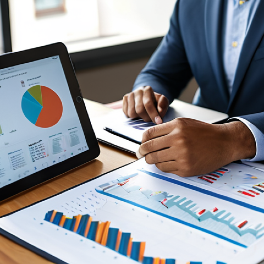 A focused professional, in their early thirties, of diverse ethnicity, fully clothed in a modest business casual outfit, sits comfortably at a clean, contemporary home office desk. They are actively engaged with a tablet, which displays a financial planning application with charts and numeric data. A warm cup of coffee rests nearby. The background is a softly blurred modern, organized space, hinting at financial stability. Perfect anatomy, correct proportions, natural pose, well-formed hands, proper finger count, natural body proportions. Professional photography, high quality, realistic. Safe for work, appropriate content, fully clothed, appropriate attire, professional dress.