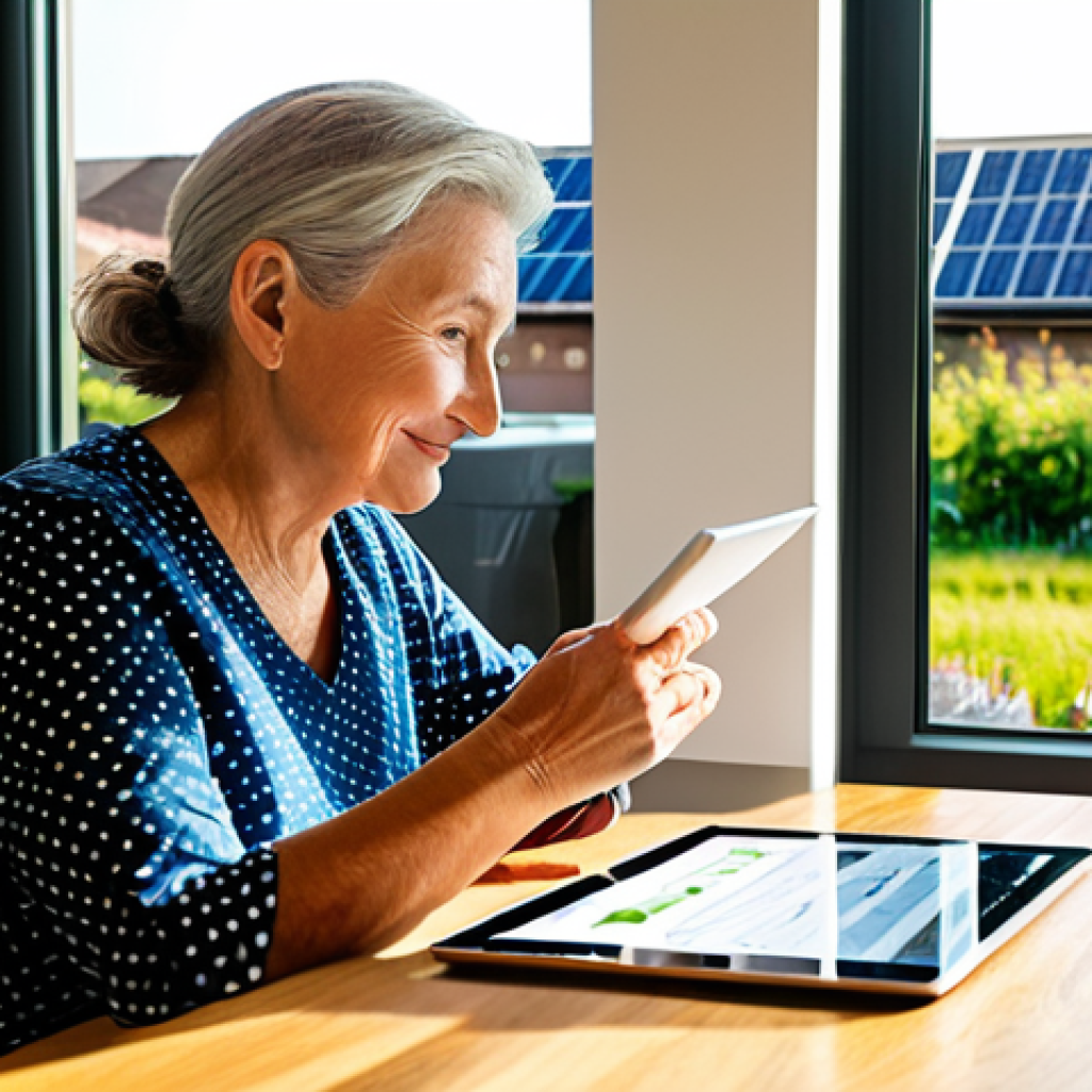 **
"A mature couple, fully clothed in appropriate casual attire, reviewing documents at their dining room table, bathed in warm sunlight. The woman is pointing to a graph on a tablet displaying upward trending lines. Behind them is a window overlooking a flourishing community garden with solar panels in the distance. Concept of ethical investing and financial well-being. Safe for work, appropriate content, fully clothed, professional, modest, perfect anatomy, correct proportions, well-formed hands, natural body proportions, family-friendly."
**