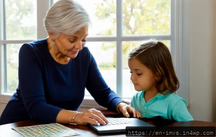 Home 17 연령대별 투자 교육의 필요성 - Photorealistic intergenerational investment education scene in a bright American home office, a reti...